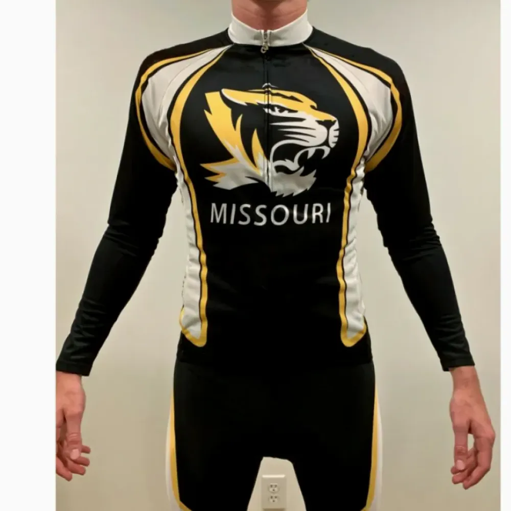 Missouri Tigers Long Sleeve Cycling Jersey/Black/Gold/Silver