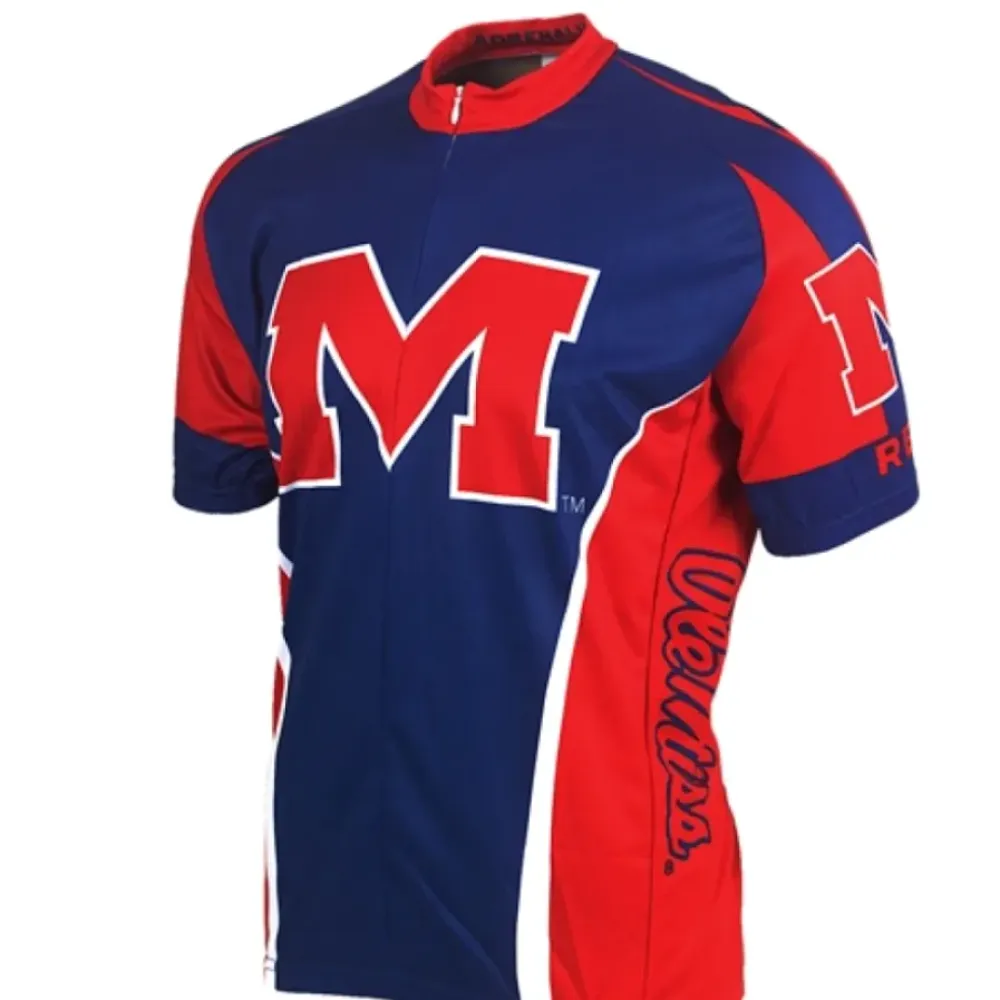Adrenaline Ole Miss Rebels Short Sleeve Cycling Jersey Navy/Red