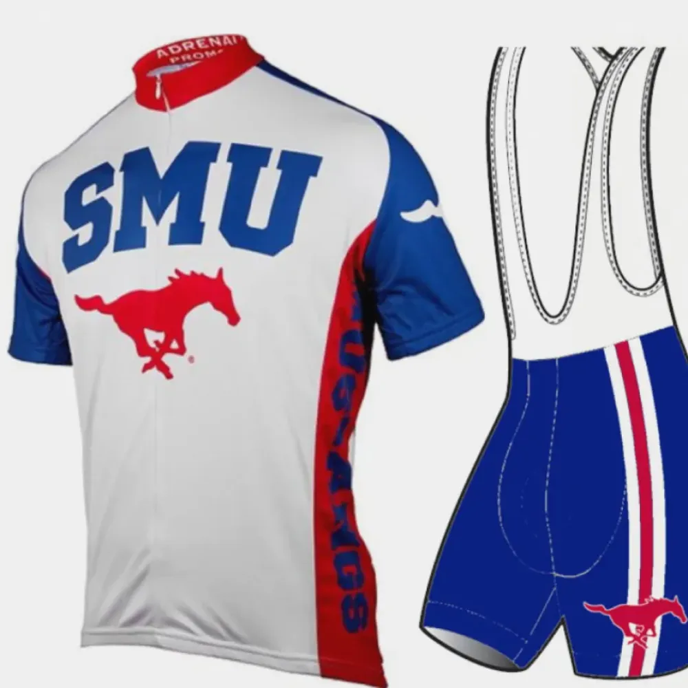 SMU Mustangs Cycling Jersey and Shorts White/Red/Navy