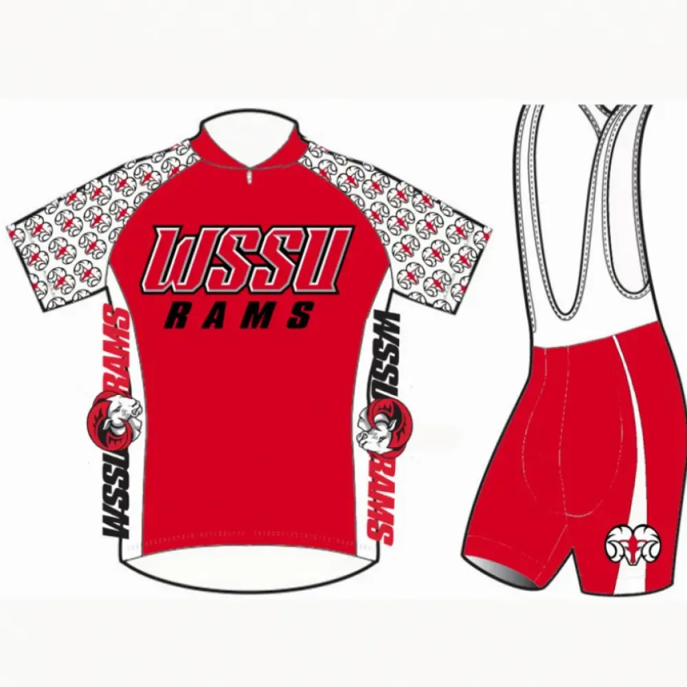 Winston-Salem State Rams Cycling Jersey & Bib Shorts Red/White
