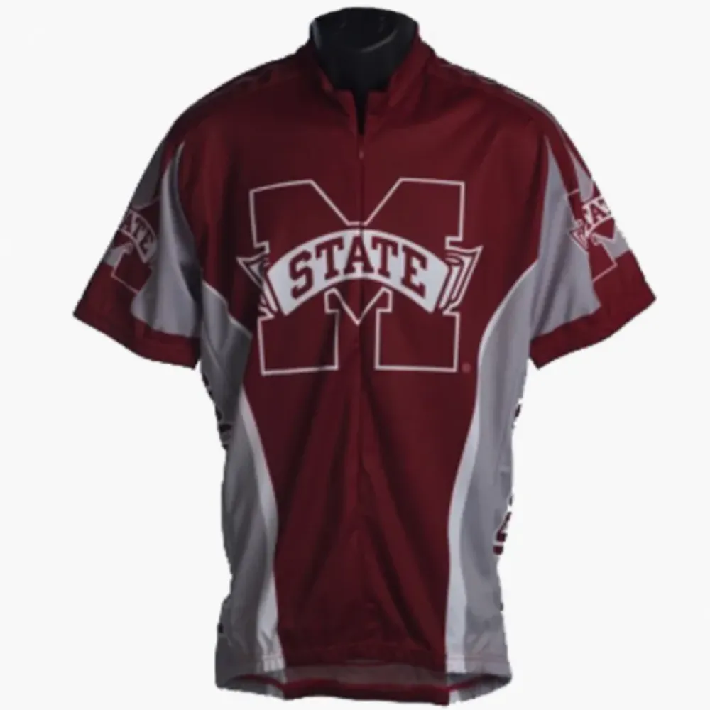 MSU Bulldogs Cycling Short Sleeve Jerseys - Maroon/Gray/White