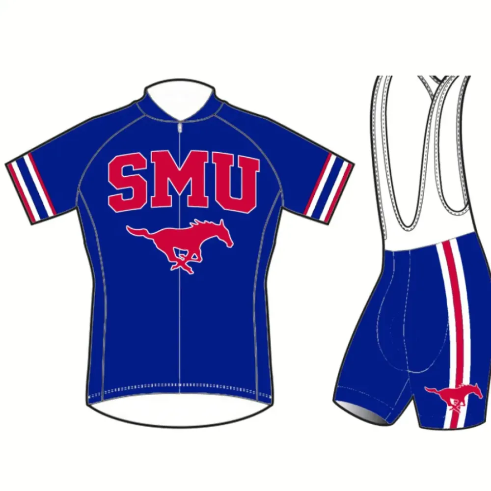 SMU Mustangs Cycling Jersey & Bibs/Blue/Red/White