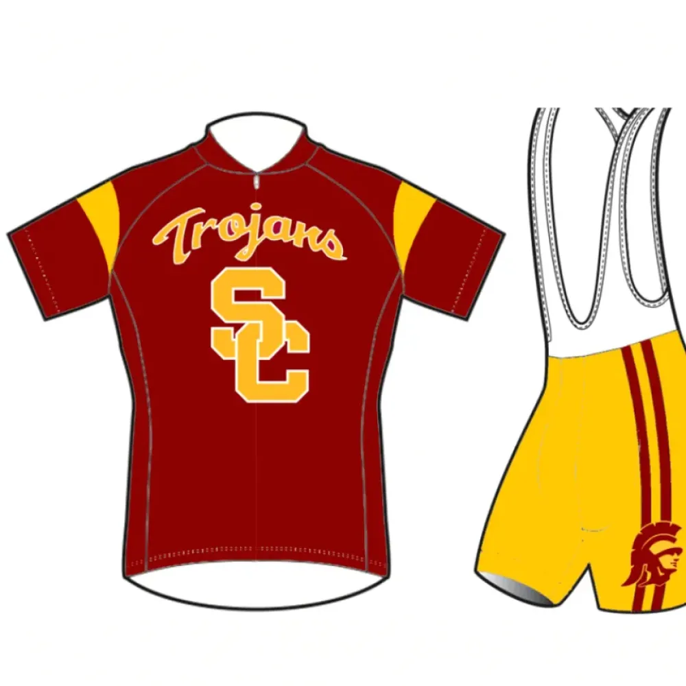 USC Trojans Road Cycling Jersey & Bib Shorts Maroon/Yellow