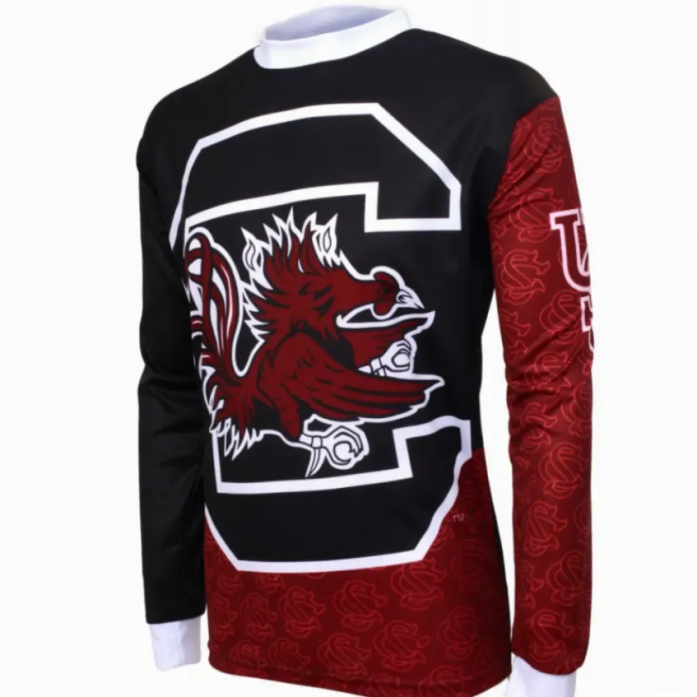 University of South Carolina Gamecocks Long Sleeve Cycling Jersey Black/Burgundy/White