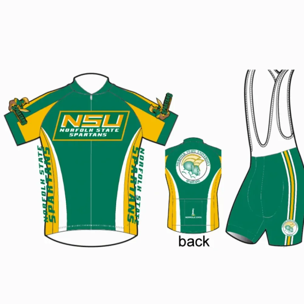 NSU Norfolk State University Spartans Cycling Jersey Shorts Bibs Green/Yellow