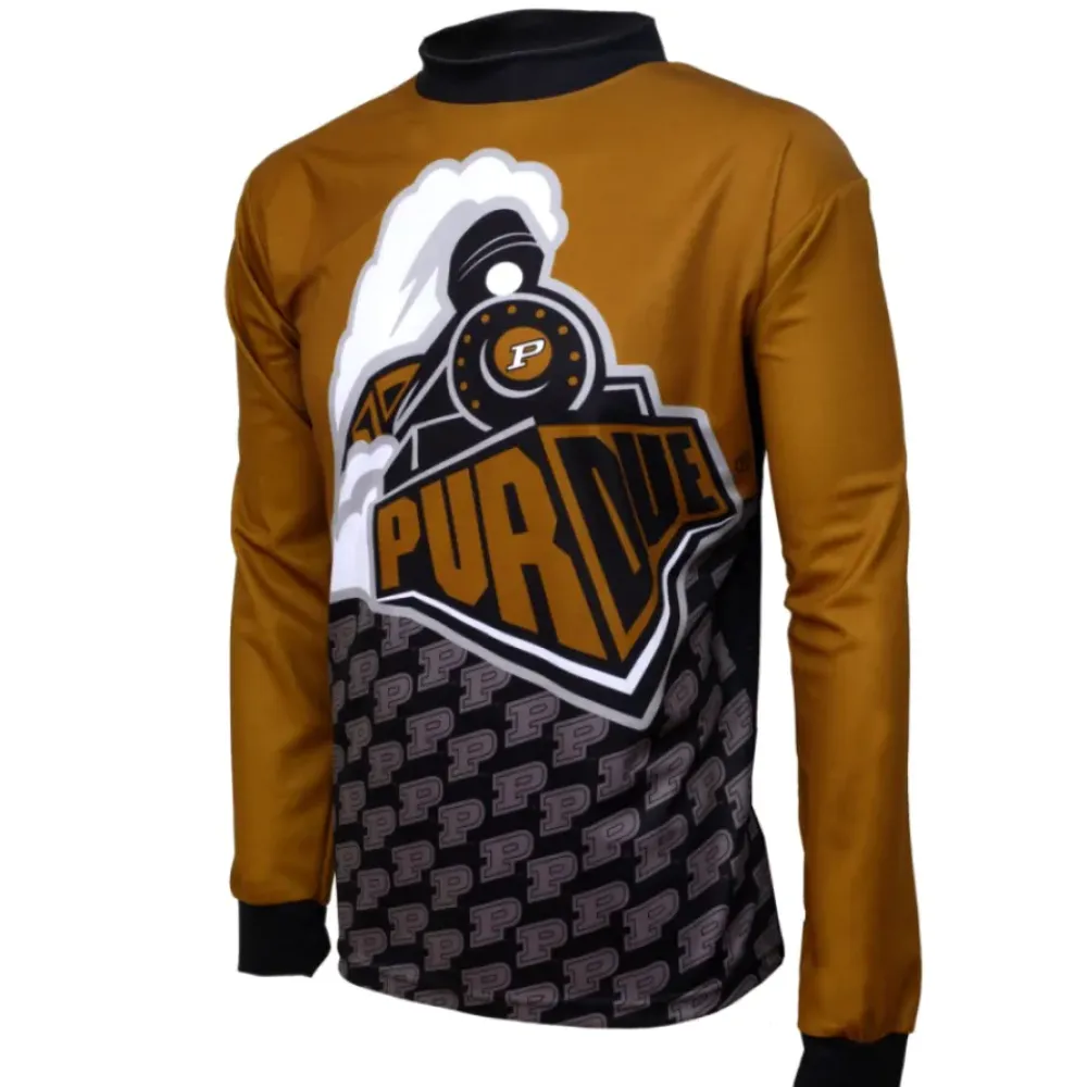 Purdue University Boilermakers Mountain Long Sleeve Bike MTB Cycling Jerseys/Gold/Black