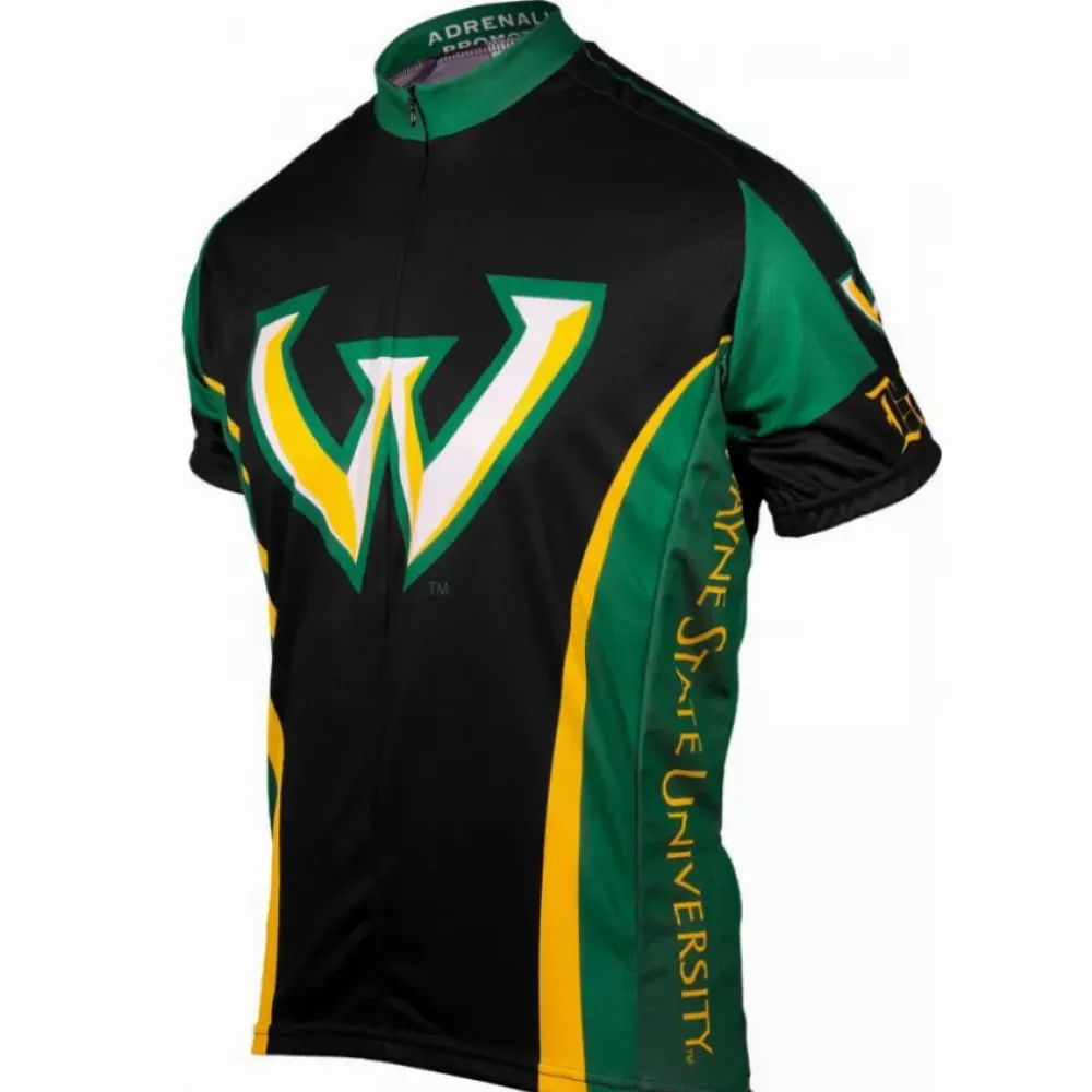 Adrenaline Promotions NCAA WSU Wayne State University Warriors Cycling Jersey/Black/Green/Yellow
