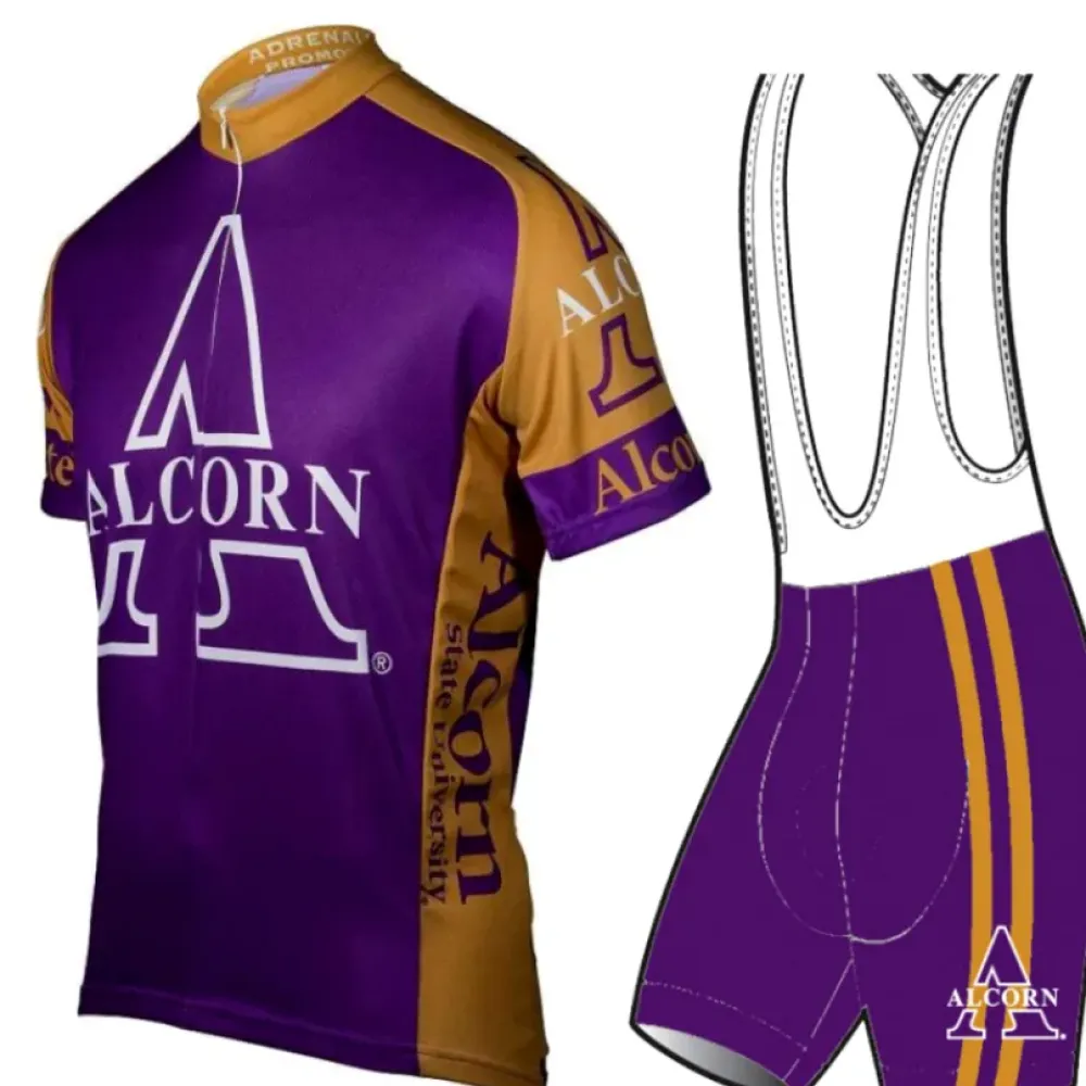 Alcorn State University Braves Short Sleeve Cycling Jerseys/Purple/Gold