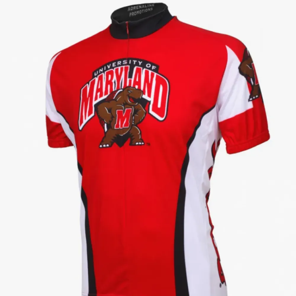 Adrenaline Promotions University of Maryland Terrapins Cycling Jersey - Official Licensed Red/White/Black