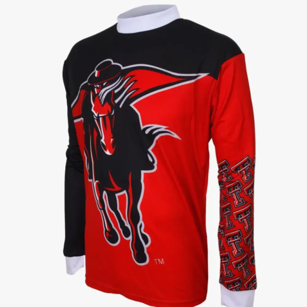 Texas Tech University Red Raiders Mountain Long Sleeve Bike MTB Cycling Jerseys/Red/Black