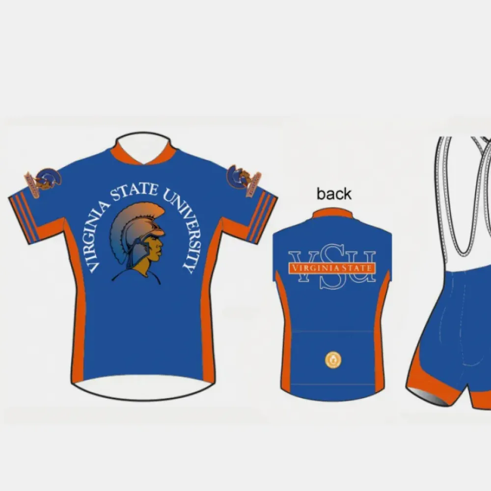 Virginia State University Trojans Cycling Jersey Shorts Bibs Blue/Orange