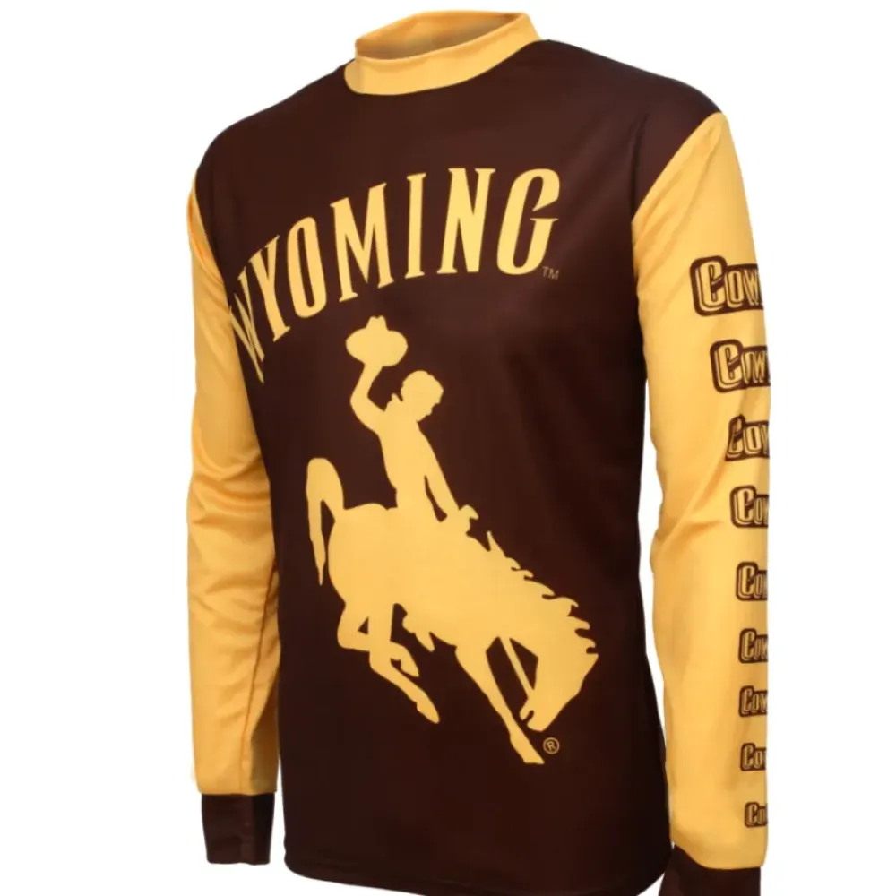 Wyoming Cowboys Mountain Long Sleeve Bike MTB Cycling Jerseys/Brown/Gold