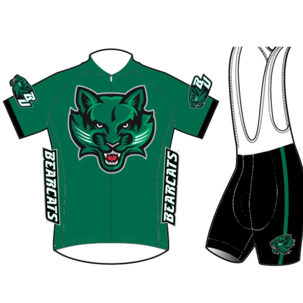 Binghamton University Bearcats Cycling Jersey Bib Shorts Green/Black