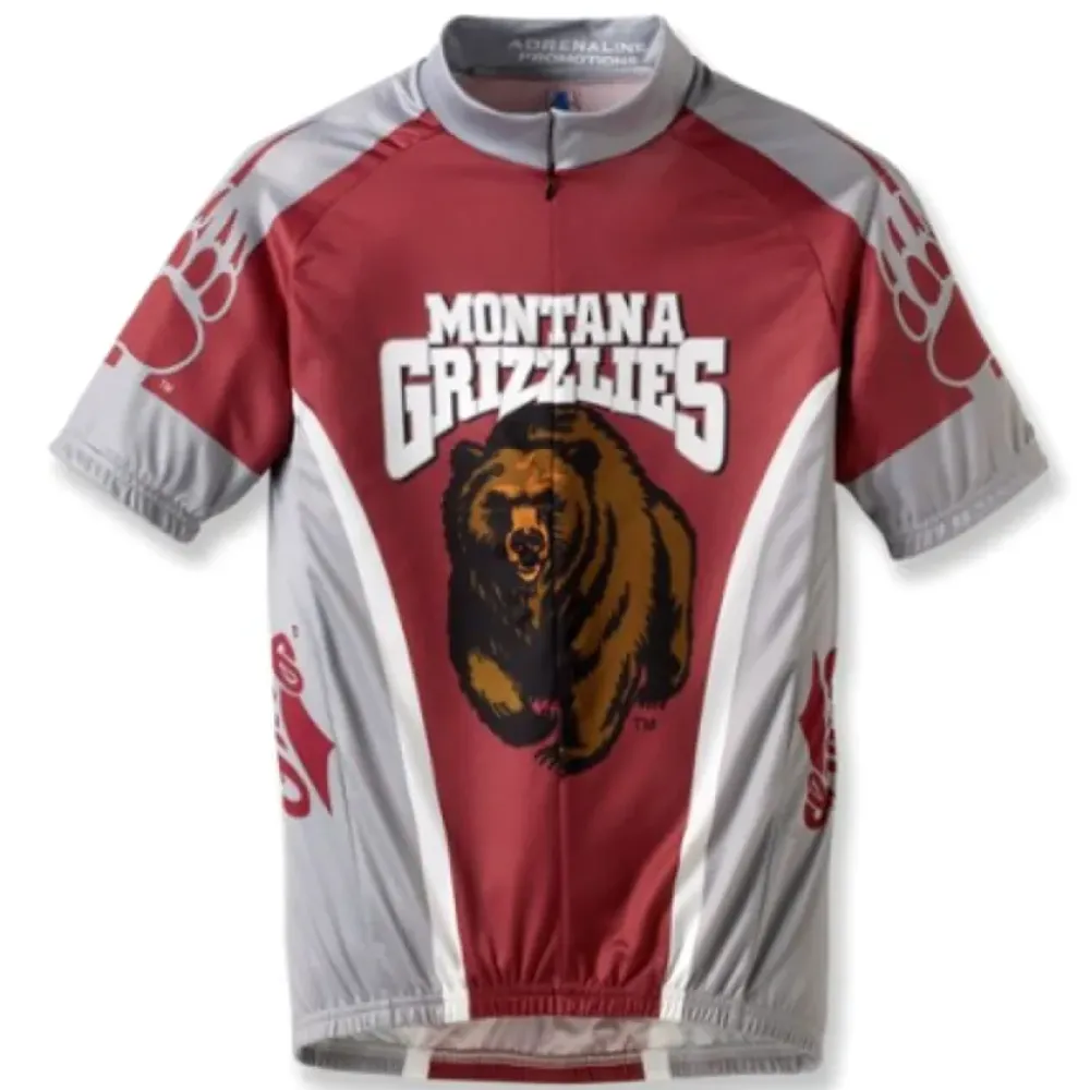 Adrenaline Promotions Montana Grizzlies Short Sleeve Cycling Jersey/Burgundy/White/Grey