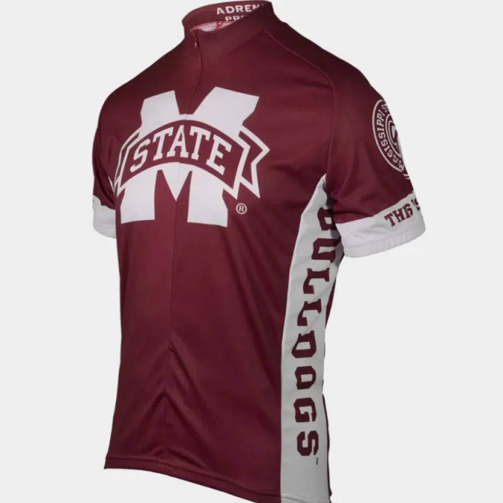 Adrenaline Pro  NCAA MSU Mississippi State University Bulldogs Short Sleeve Cycling Jerseys/Maroon/White