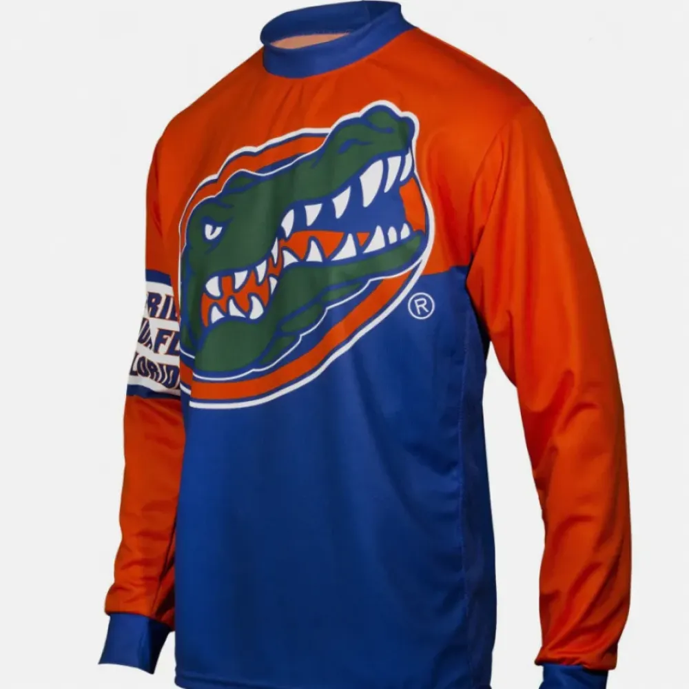 Florida Gators Long Sleeve MTB Bike Cycling Jersey/Orange/Navy