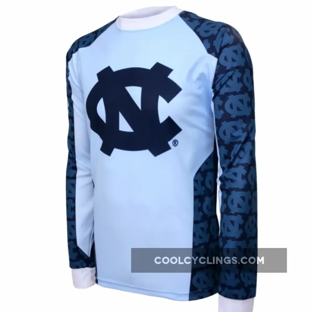 UNC-CH Tar Heels Mountain Long Sleeve Bike MTB Cycling Jerseys/White/Navy