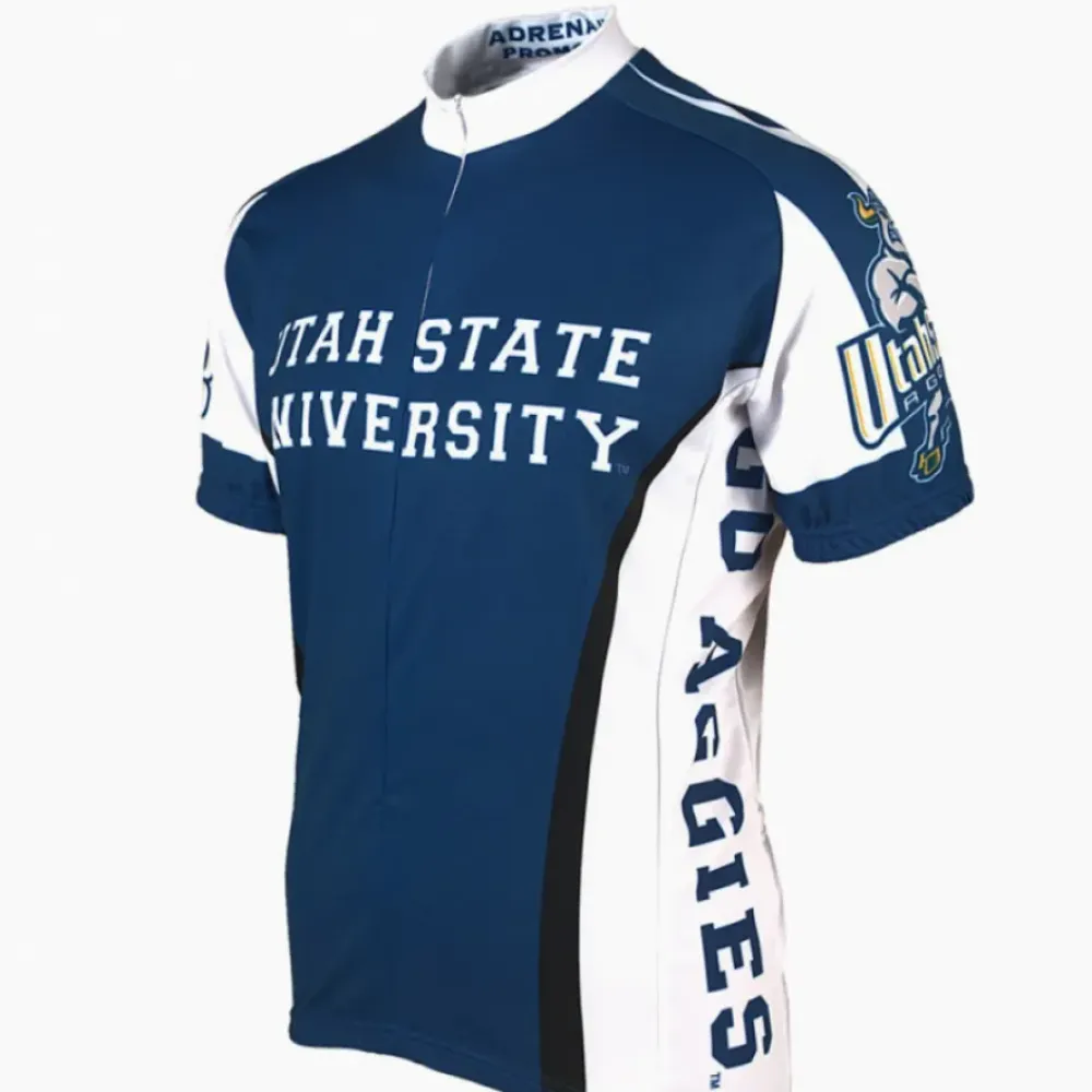 Adrenaline Promotions NCAA USU Utah State University Cycling Jersey Navy/White