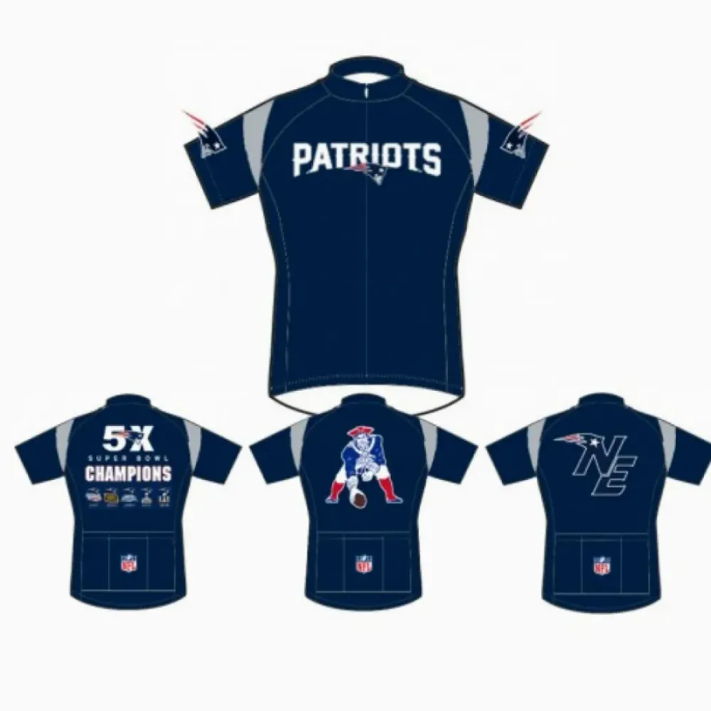 NFL New England Patriots Short Sleeve Cycling Jersey/Blue/Grey/White