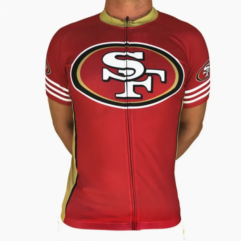NFL San Francisco 49ers Niners Short Sleeve Cycling Jersey/Red/Gold/White