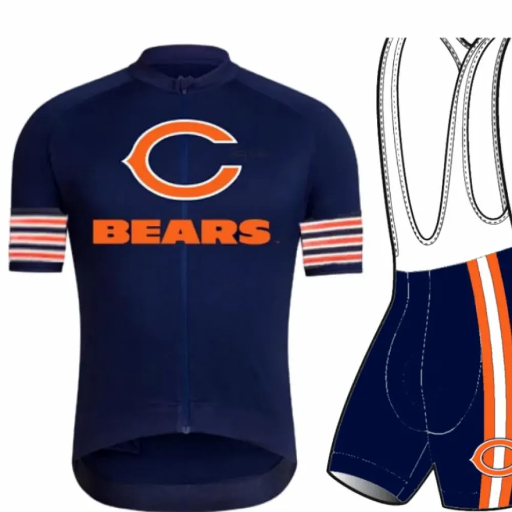 NFL Chicago Bears Cycling Jersey, Shorts Set / Navy/Orange/White