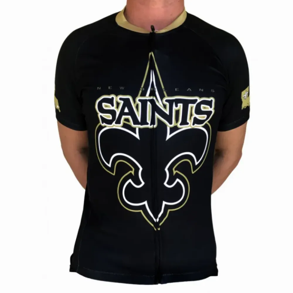 NFL New Orleans Saints Short Sleeve Cycling Jersey/Black/Gold