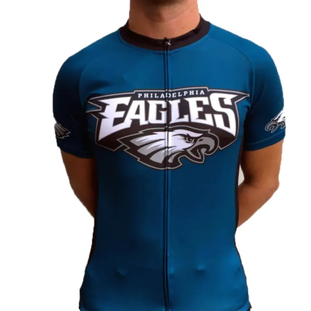 Philadelphia Eagles Short Sleeve Cycling Jersey/Teal/Black