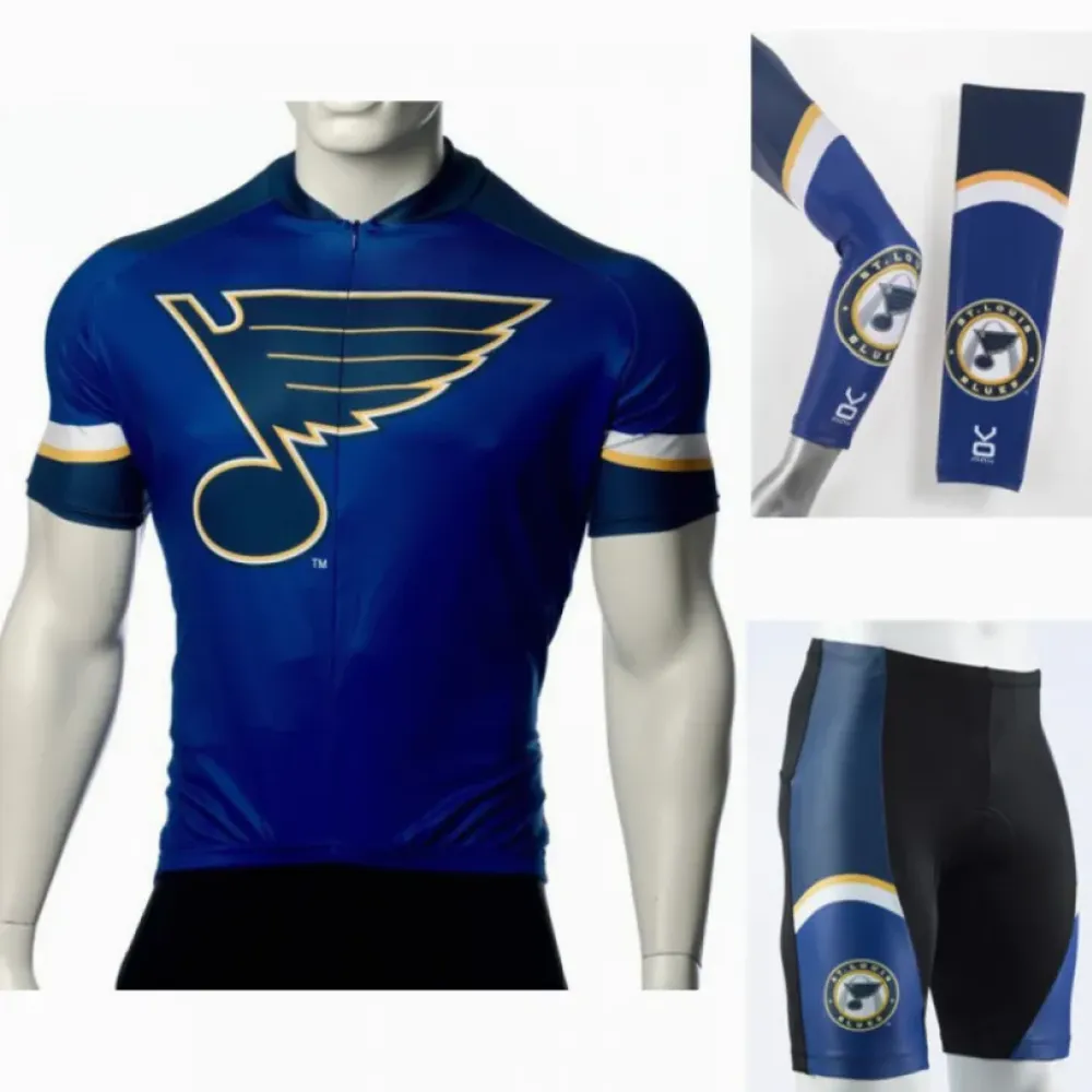 St. Louis Blues Cycling Jersey Bib Shorts Arm Warmers