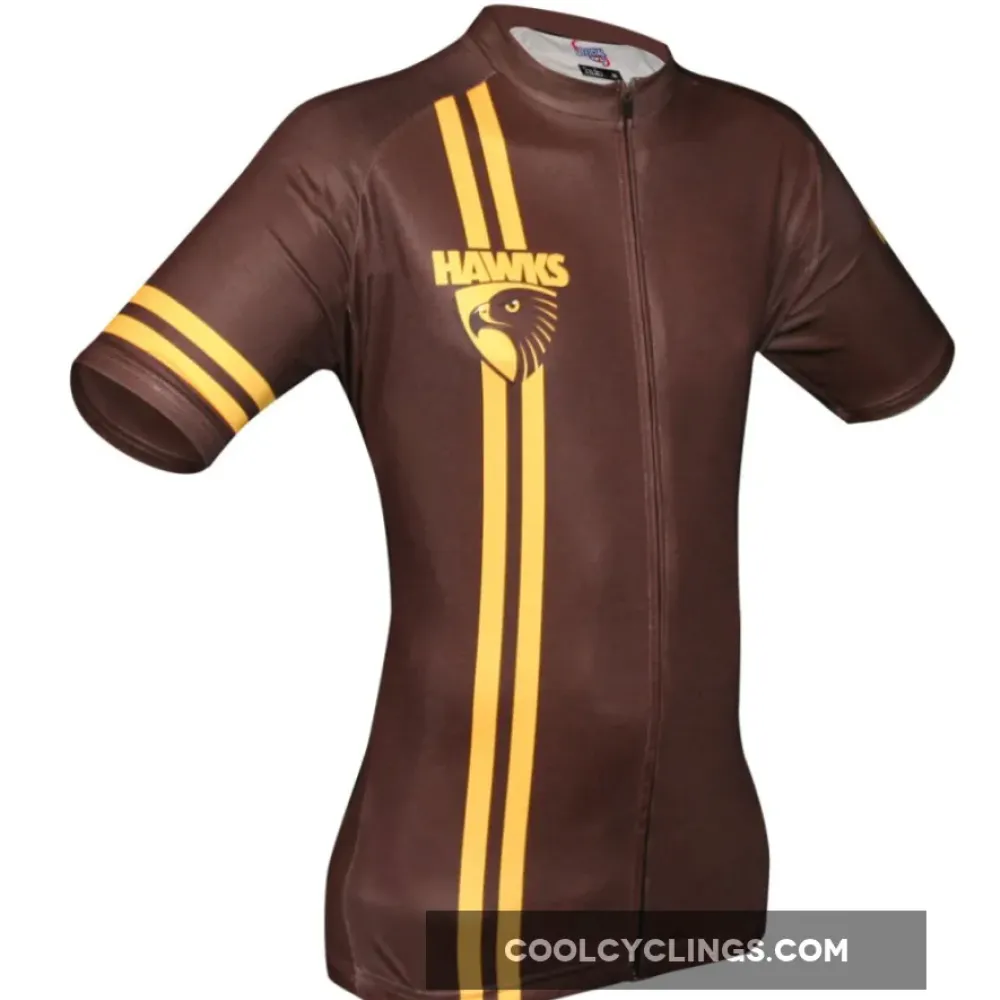 Hawthorn Hawks Mountain and road bike Short Sleeve Cycling Jerseys Brown/Gold