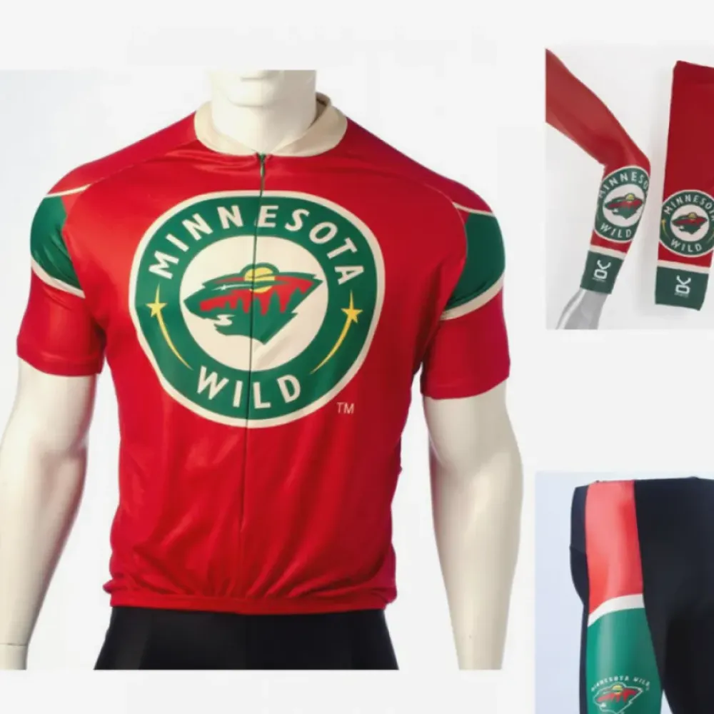 Minnesota Wild Cycling Jersey Kit Premium Quality Red/Green/Black