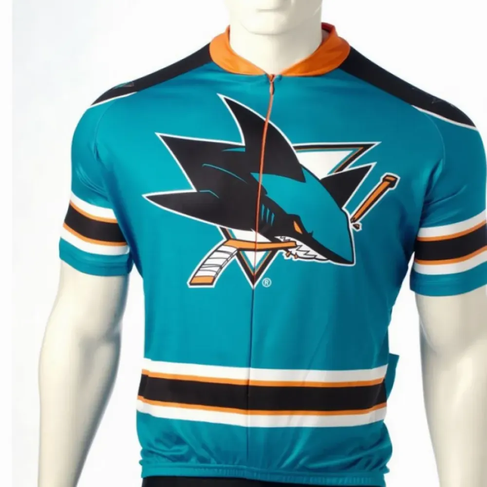 San Jose Sharks Cycling Jersey Teal/Orange/Black
