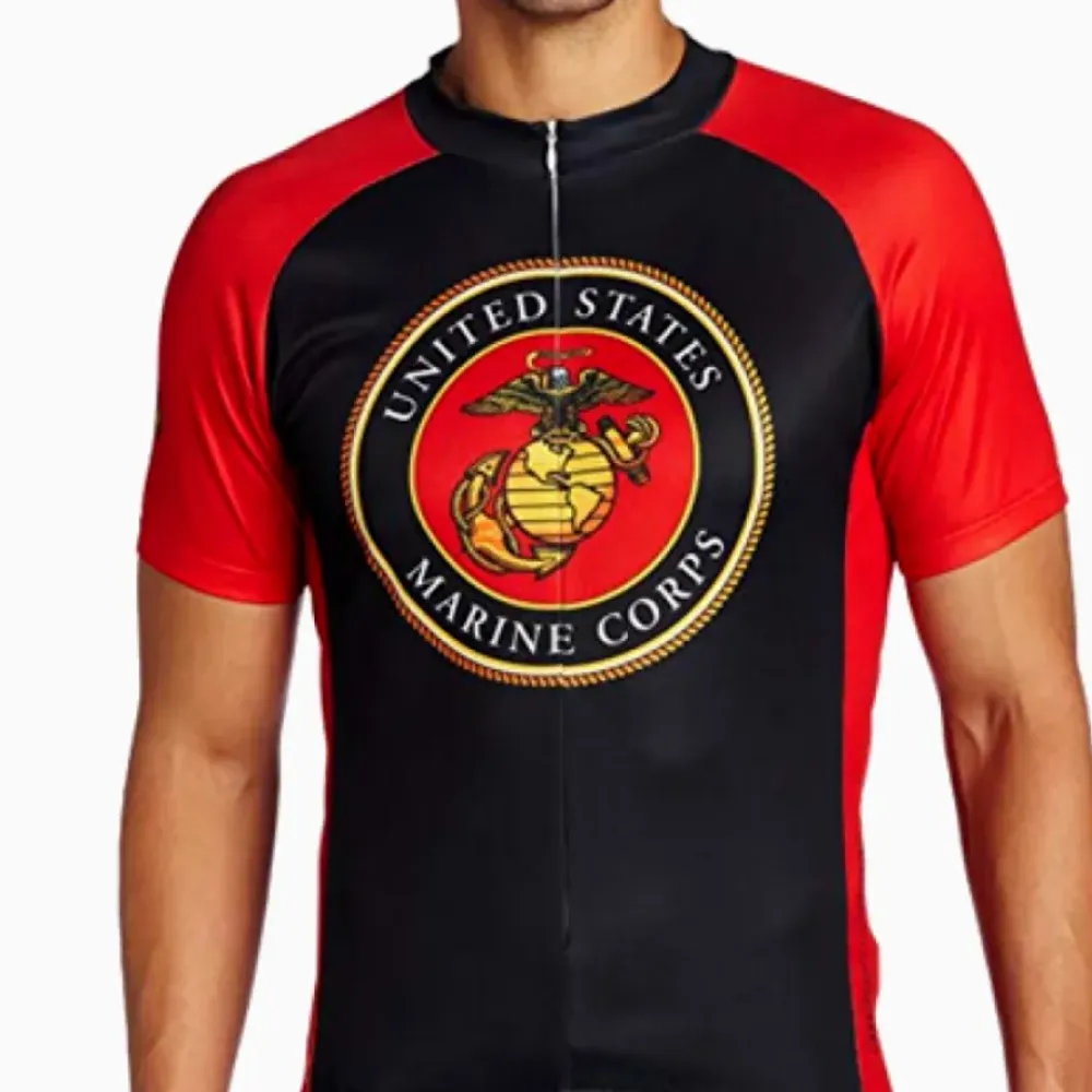 US Marines Cycle Short Sleeve Jersey/Military Design/Red/Black