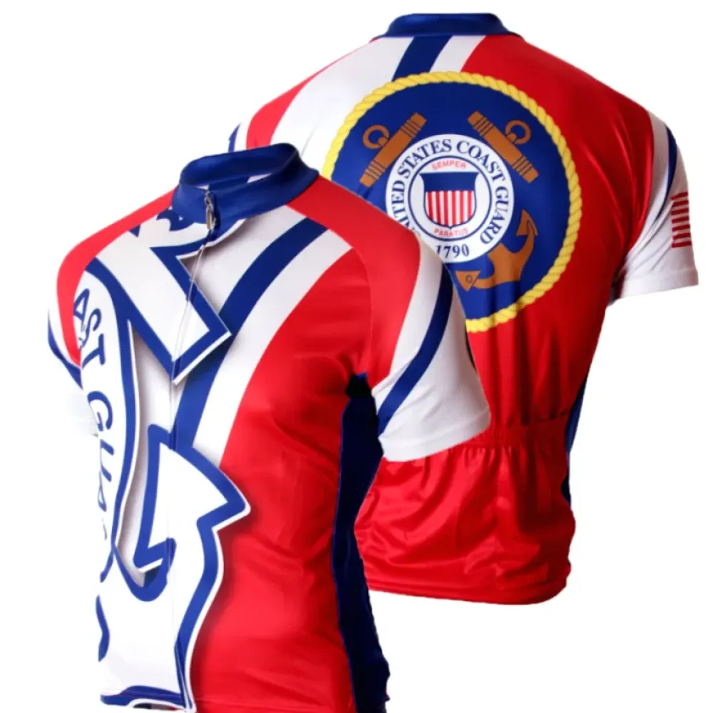 US United States Coast Guard Short Sleeve Cycling Jersey/Red/White/Blue