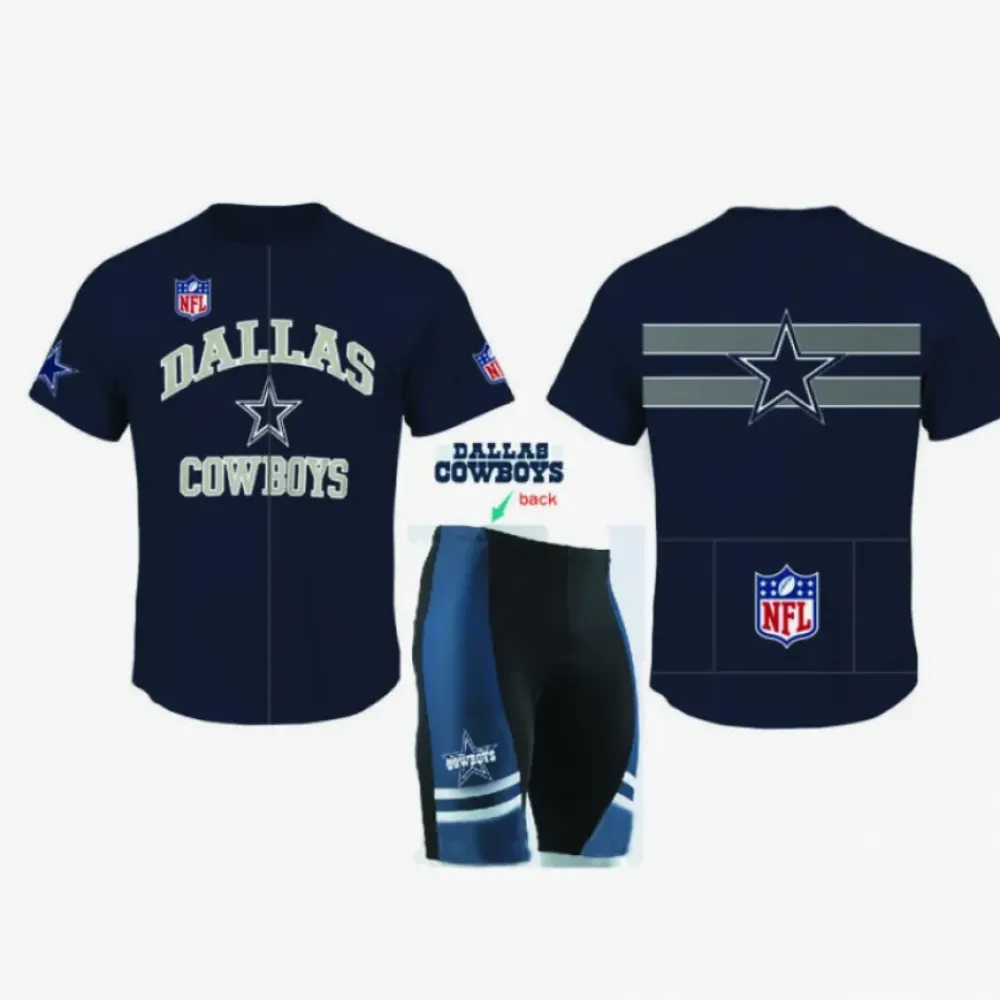 Dallas Cowboys Cycling Jersey Set - NFL Official Navy/White/Gray