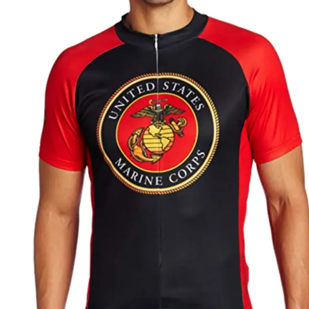 USMC Short Sleeve Cycling Jersey/Red/Black