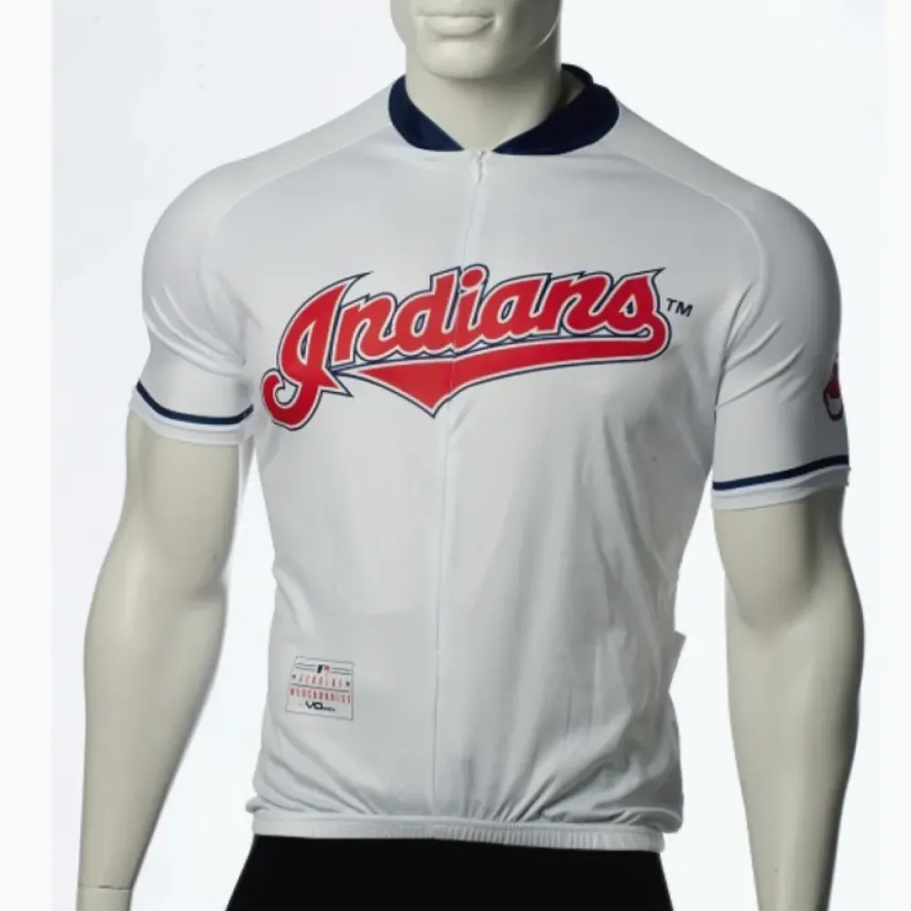 Cleveland Indians MLB Cycling Jersey - Men's, Classic Design/White/Navy