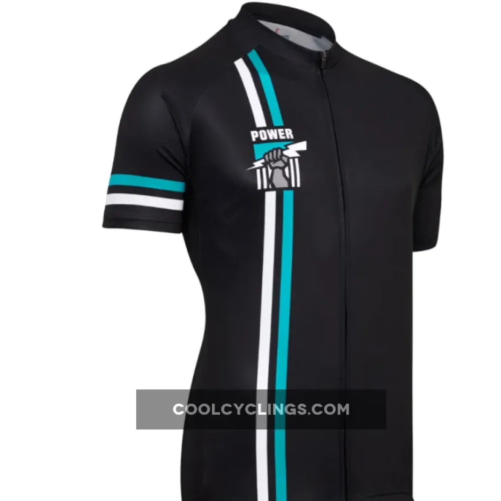 AFL Port Adelaide Power Short Sleeve Cycling Jerseys Black/Teal/White