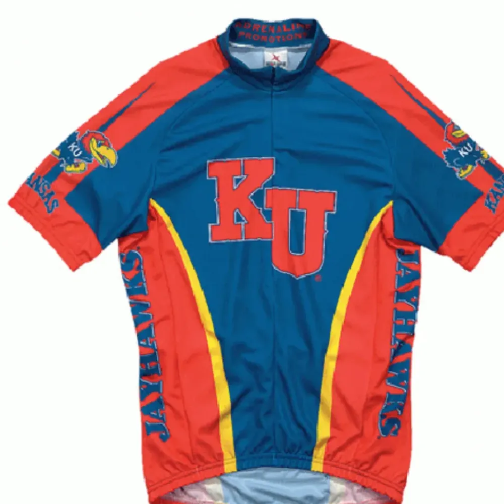 Kansas Jayhawks Cycling Jersey - Official NCAA Blue/Red/Yellow