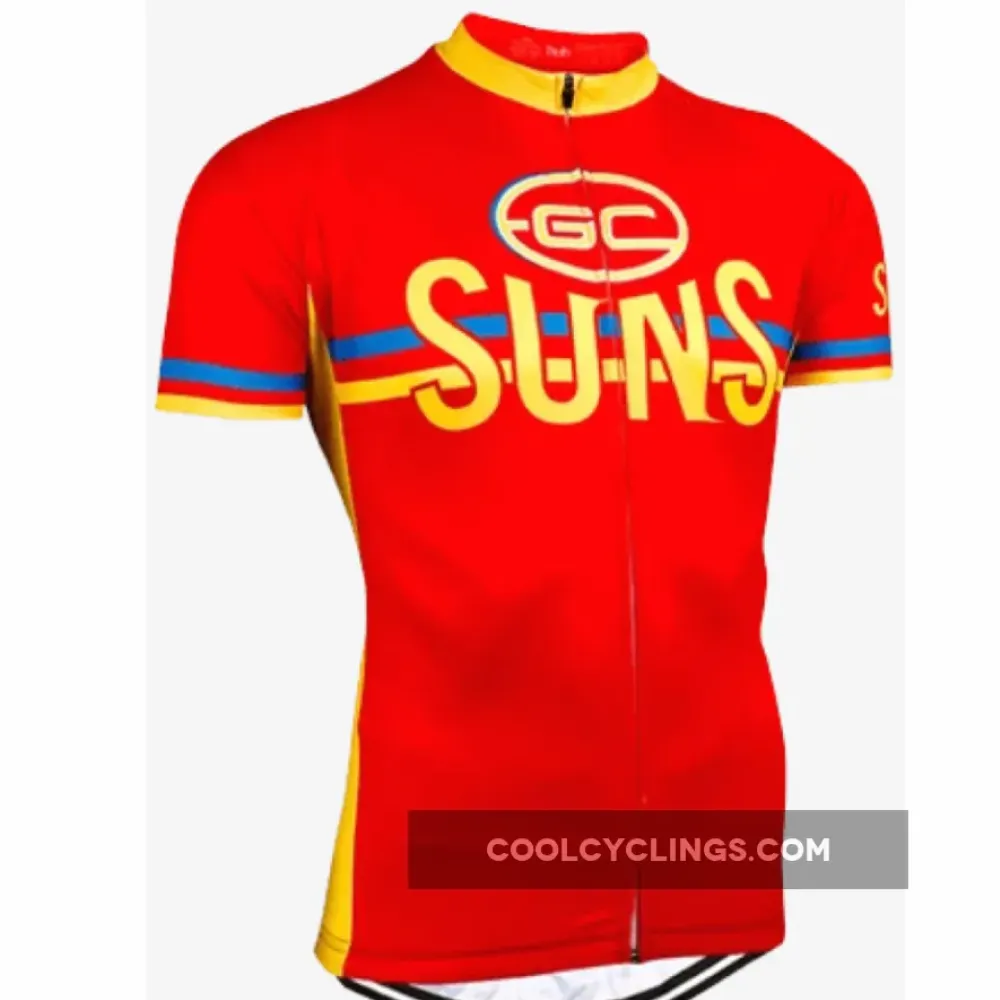 Gold Coast Suns Short Sleeve Cycling Jerseys Red/Yellow/Blue