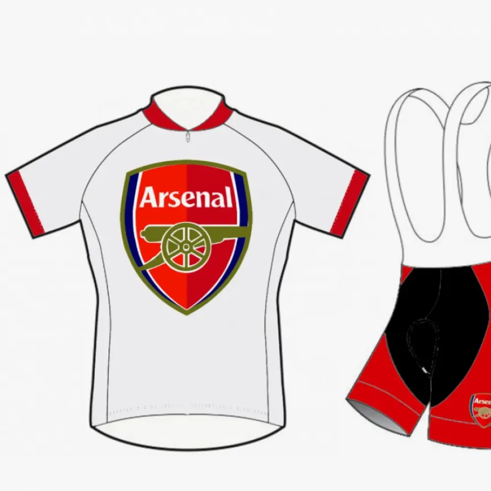 Arsenal FC Cycling Jersey and Bib Shorts/White/Red/Black