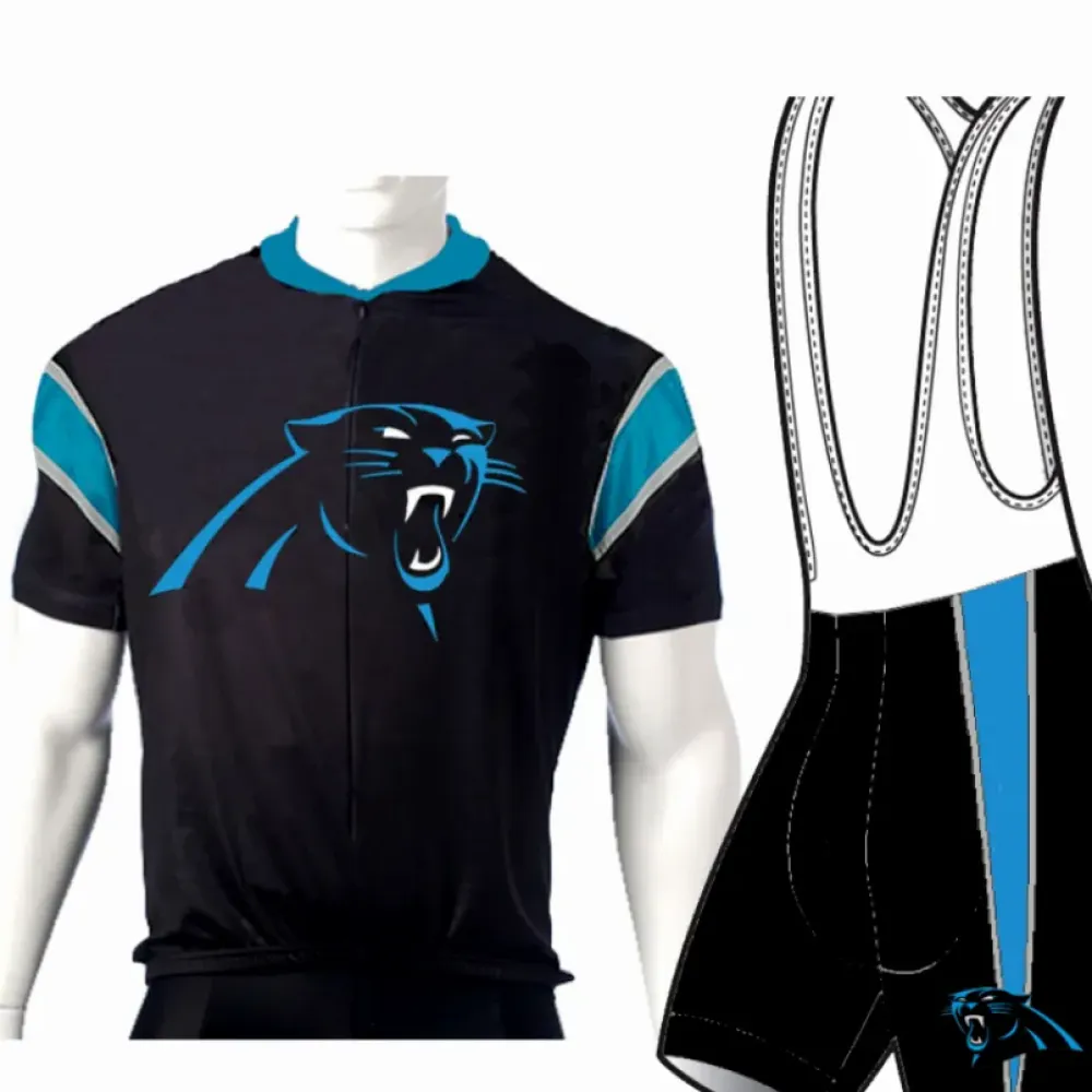 NFL Panthers Road Biking Jersey & Bib Shorts Combo Black/Blue