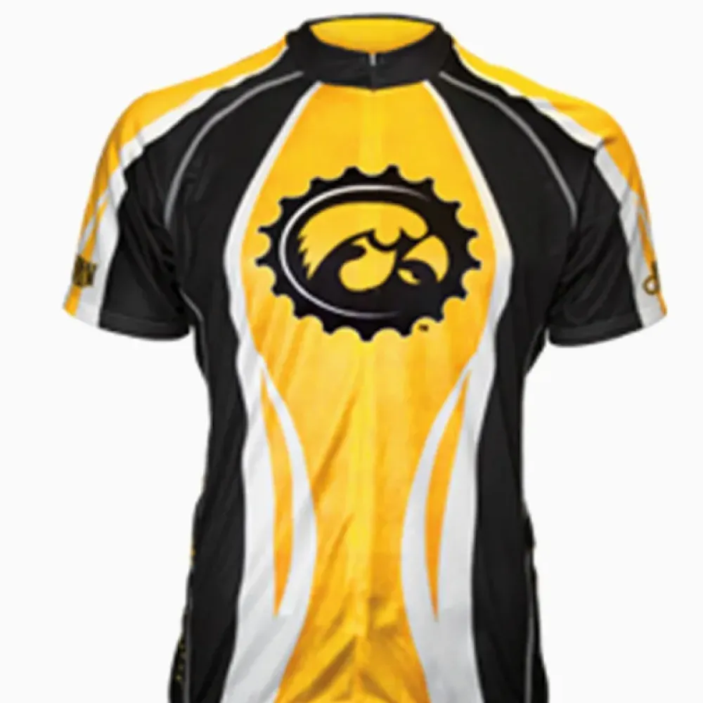 Iowa Hawkeyes Cycling Jersey - University of Iowa Yellow/Black/White