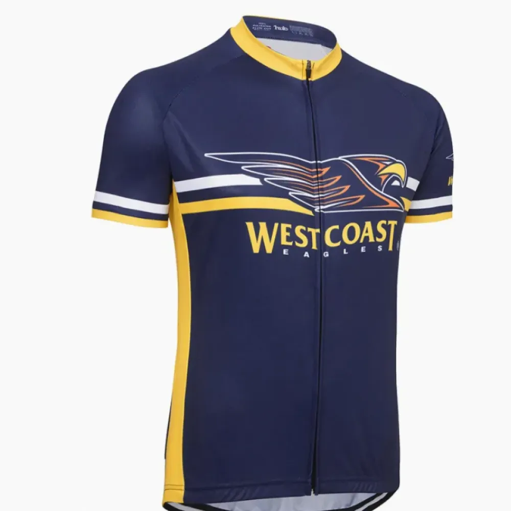 West Coast Eagles Cycle Apparel Short Sleeve Cycling Jerseys Navy/Yellow/White