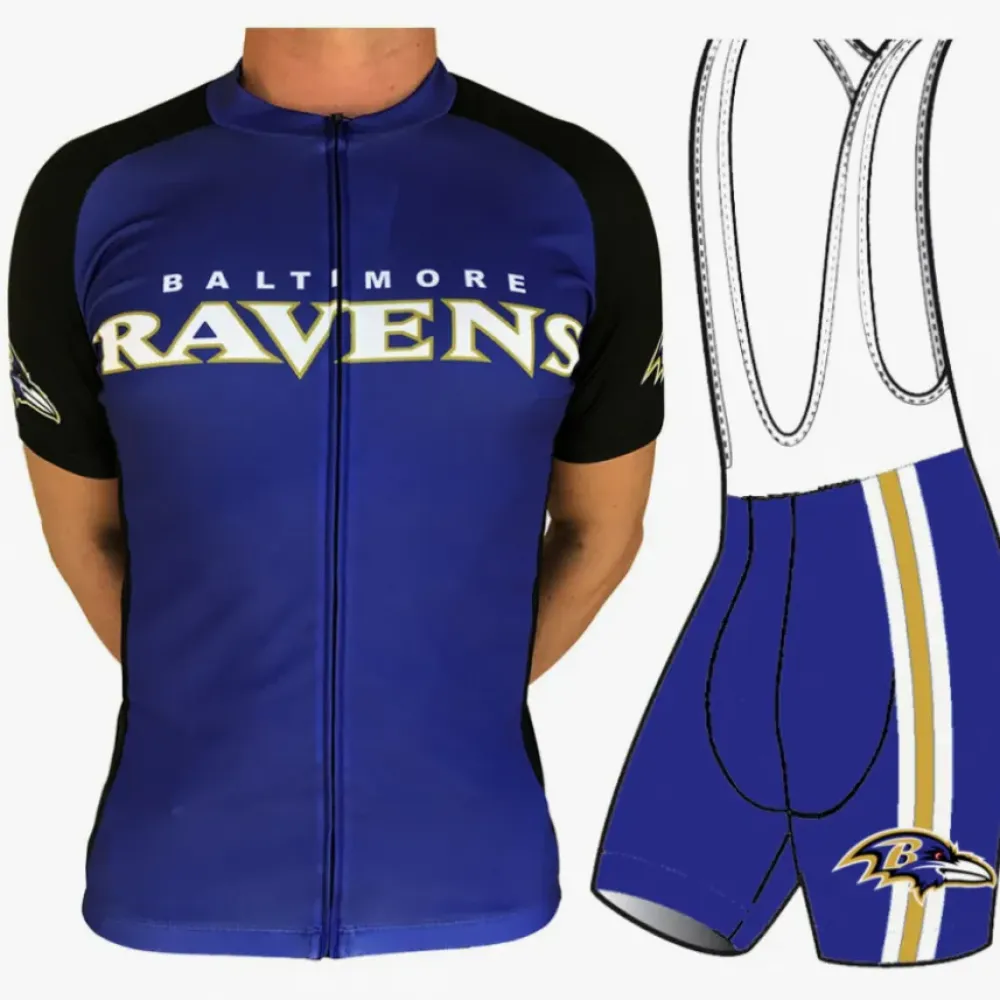 NFL Baltimore Ravens Short Sleeve Cycling Jersey/Blue/Black/Gold