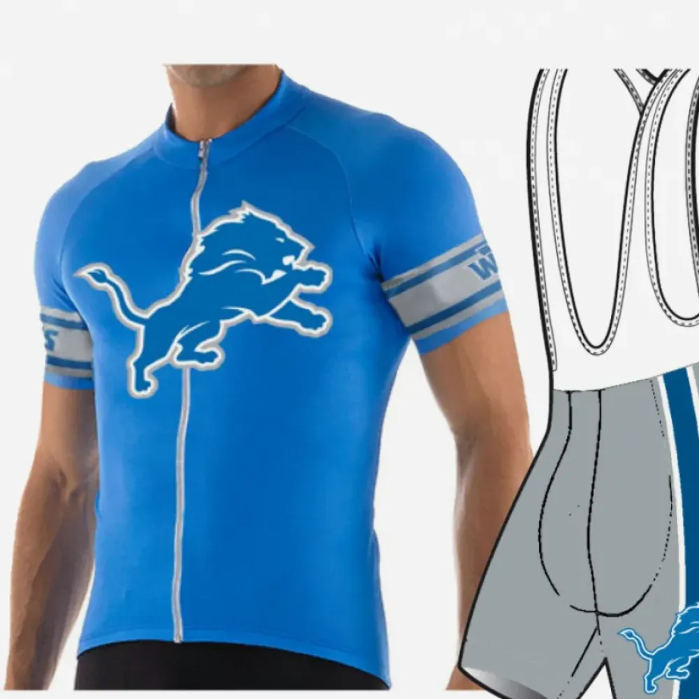 NFL Detroit Lions Cycling Jersey and Shorts/Blue/Grey/White