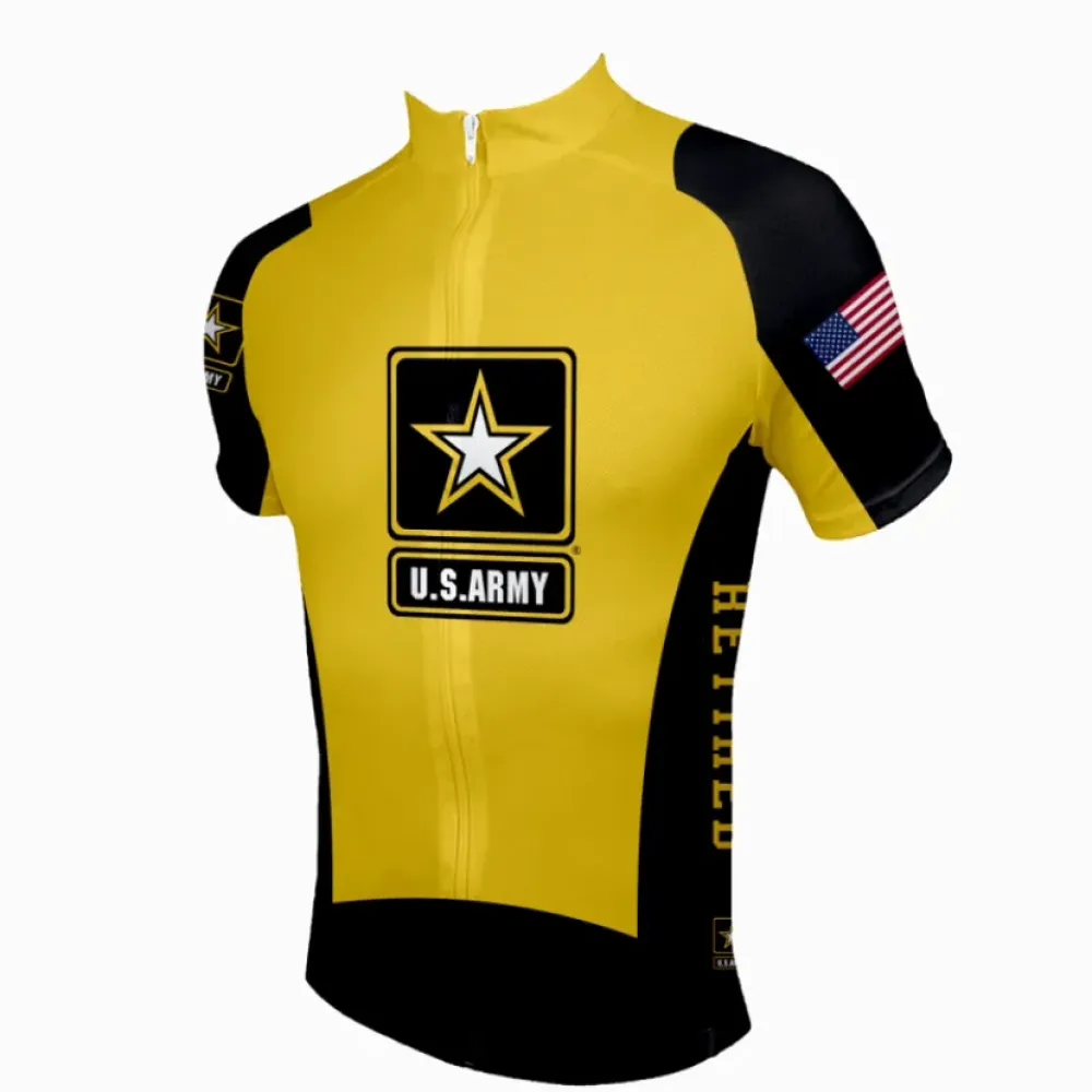 US Army Retired Cycling Jersey/Black/Yellow