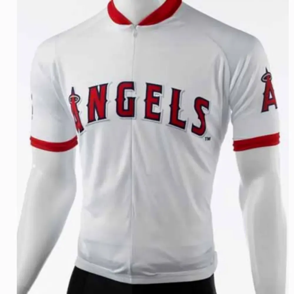 Los Angeles Angels Baseball Cycling Jersey Short Sleeve White/Red
