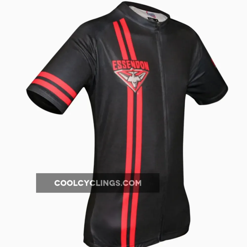 Essendon Bombers Cycling Jersey - Men's Short Sleeve/Black/Red