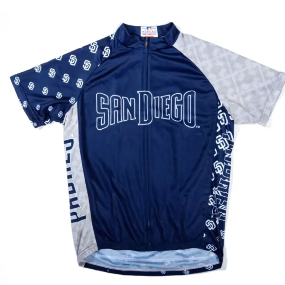 San Diego Padres Short Sleeve Cycling Jersey/Blue/Grey