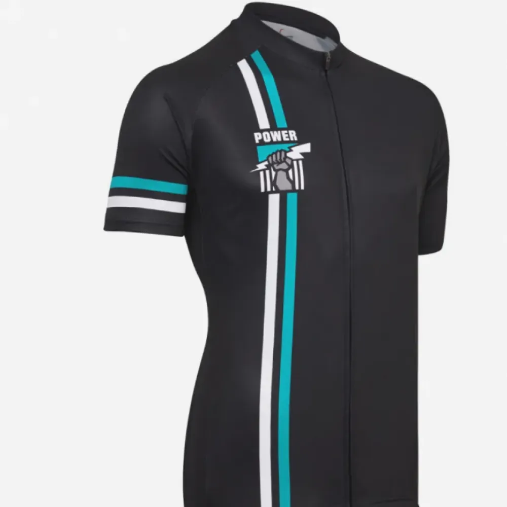 AFL Port Adelaide Power Cycling Jersey - Short Sleeve Men's Black/Teal/White
